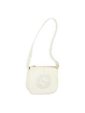 Authentic GUCCI Shoulder Bag Patent leather White Silver 007 3184 0250